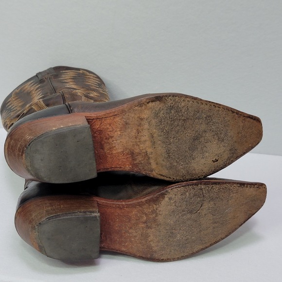 Vintage 90's Tony Lama Cowboy Boots Women's 5 Leather Western Snip Toe USA Made - Picture 5 of 14